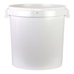 Seau alimentaire blanc 40 kg, avec couvercle