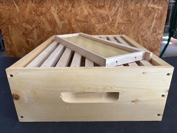 Demi-Hausse Dadant montée, 9 cadres montés, filés, gaufrés