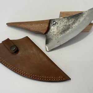 BANIAN NC : Couteau 12 : Manche chêne et fourreau cuir - lame - 11 cm