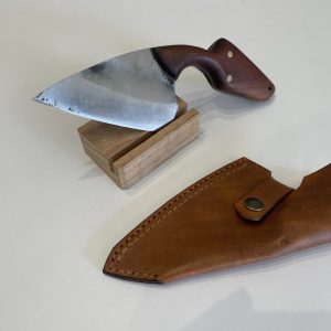 BANIAN NC : Couteau 21 : Manche en Amarante et fourreau en cuir - 8 cm