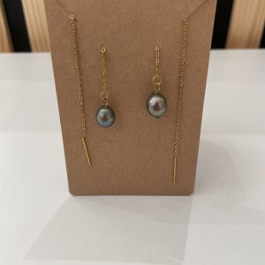 MES TISSAGES : Boucles d'oreilles - Perles de Tahiti - Acier inoxydable