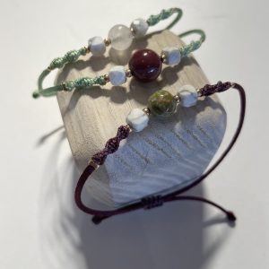 MES TISSAGES : Bracelet tissé 3 pierres semi-précieuses