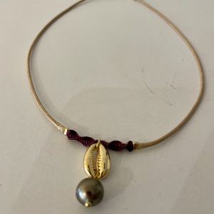 MES TISSAGES : Collier Tissé - Perle de Tahiti et breloque