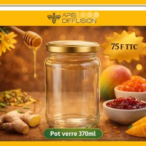 Pots en verre cylindrique 500 g (370 ml) TO63 avec capsule stérilisable couleur OR, à l'unité PROMO